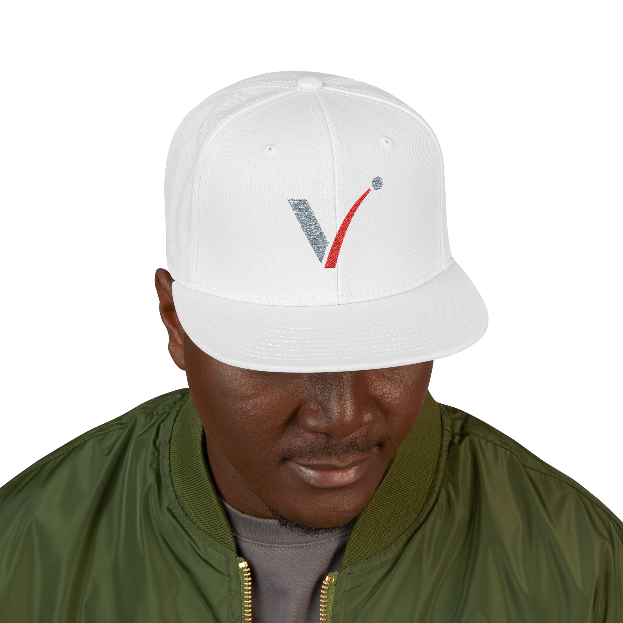Golf Snapback Hat — Embroidered Golf Ball Trajectory Logo
