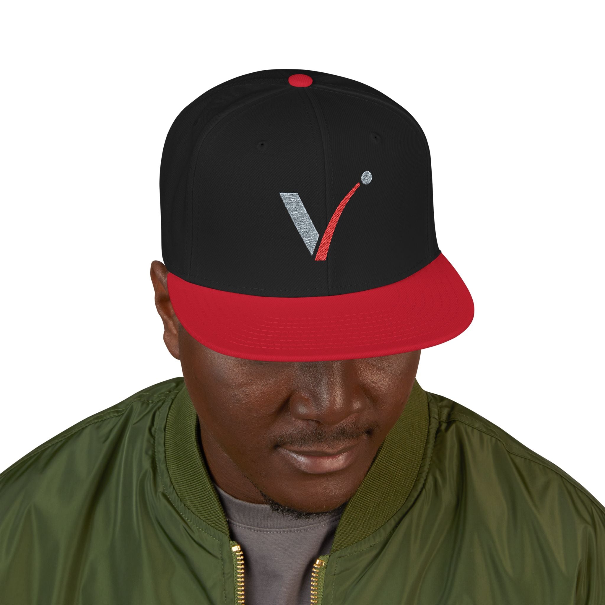 Golf Snapback Hat — Embroidered Golf Ball Trajectory Logo