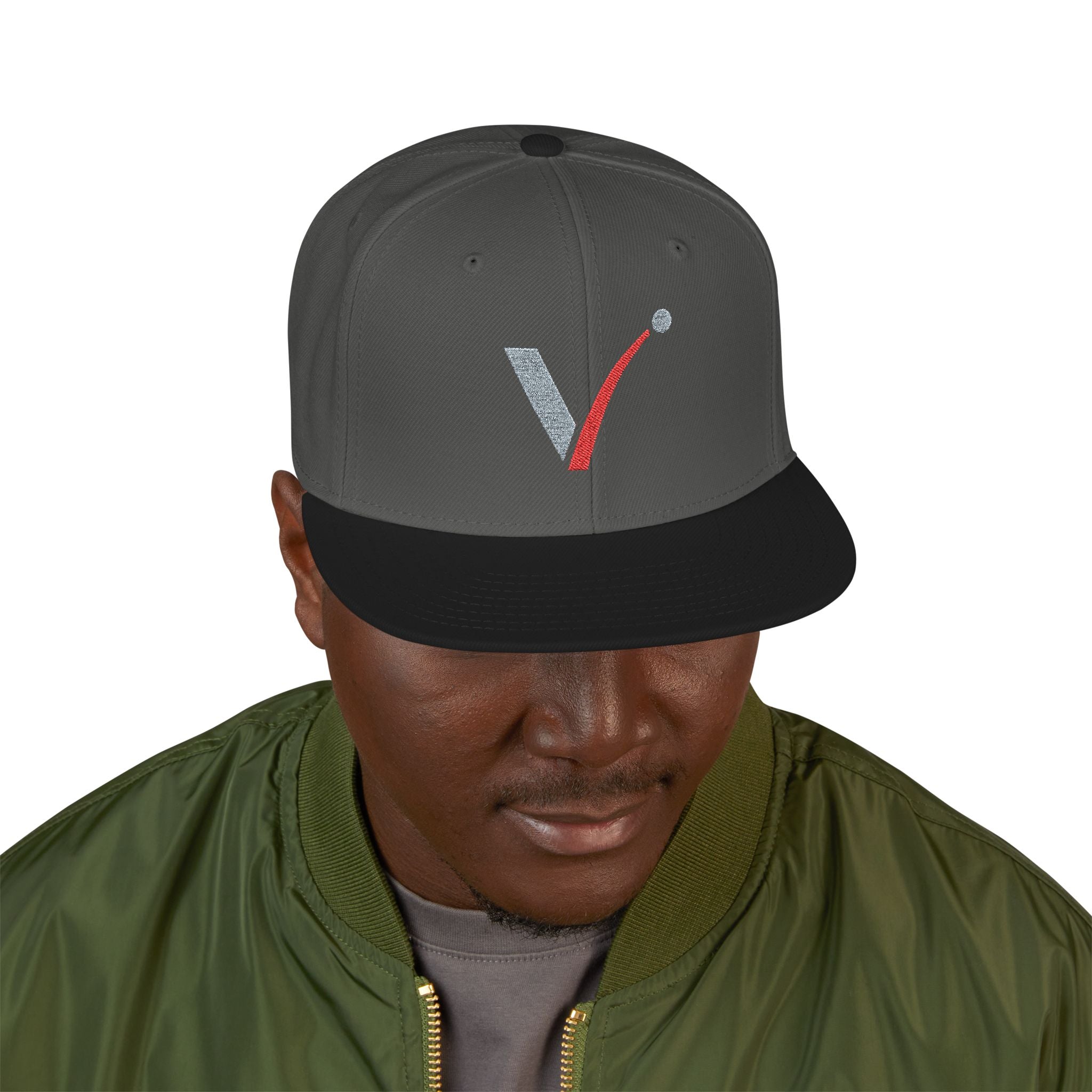 Golf Snapback Hat — Embroidered Golf Ball Trajectory Logo